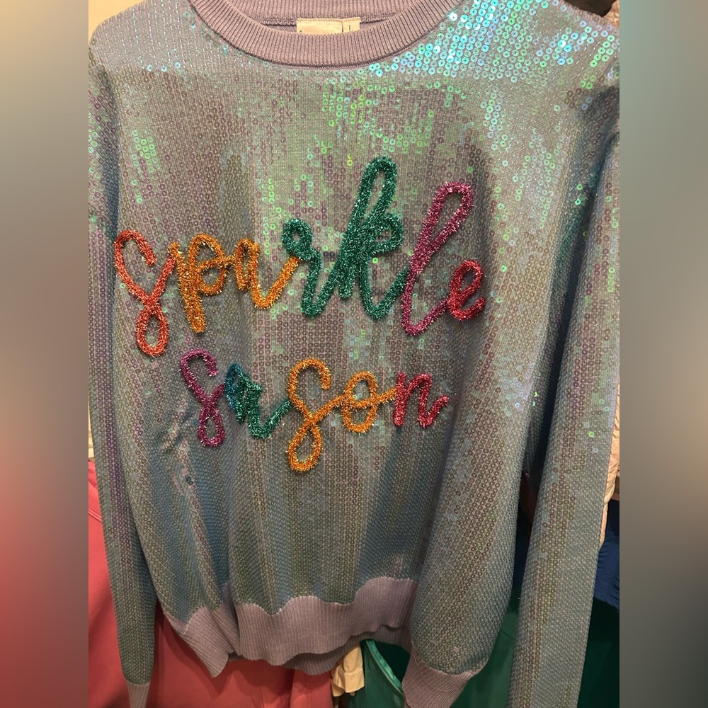 QUEEN OF SPARKLES Iridescent Sequin Sweater